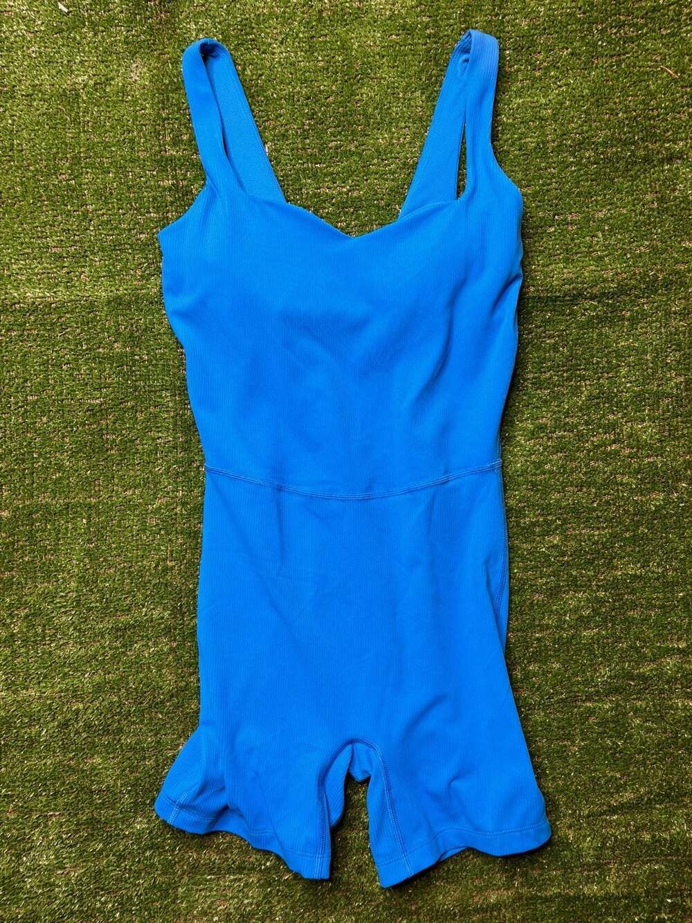 All in Motion Ribbed Athletic Romper Bodysuit Blue Size S